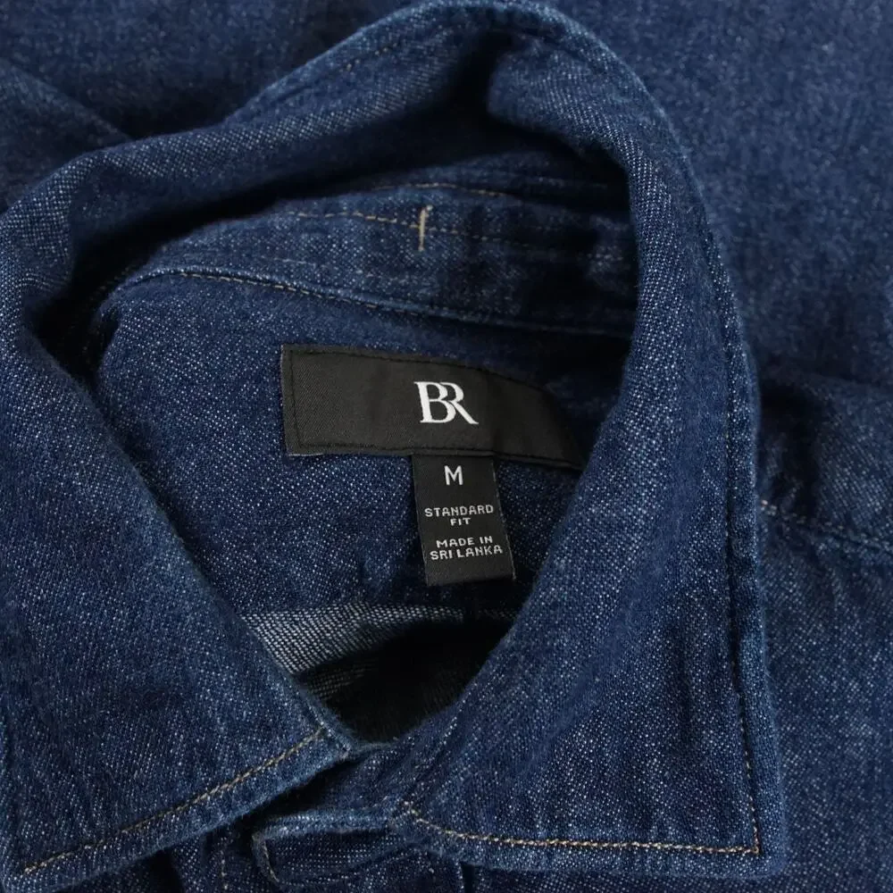 Banana Republic Keegan Cotton Hemp Blue Denim Button Down Standard Fit Shirt M